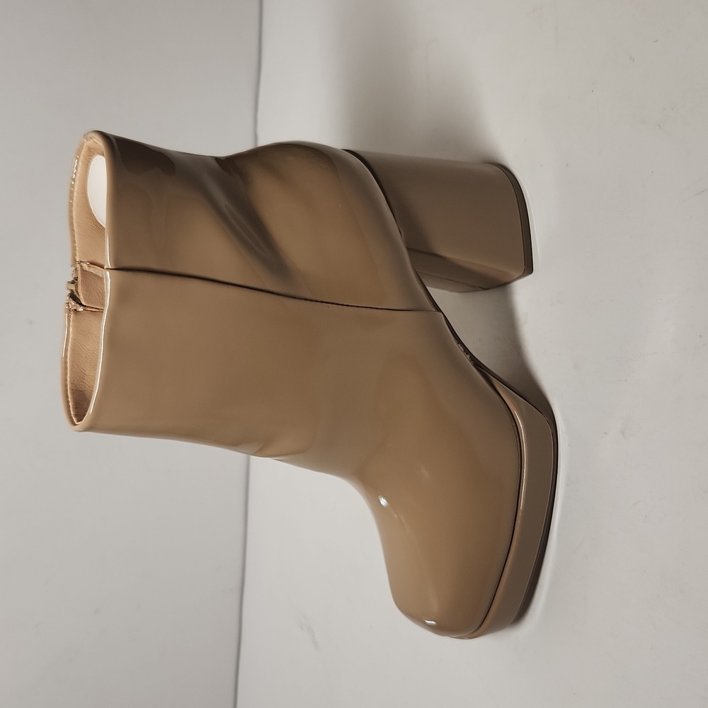 Unbranded Amazon Women's Plyform Chunky High Patent Square Toe Side Zipper Boots